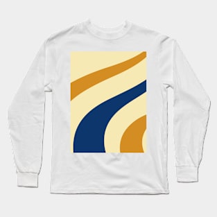 Abstract pattern gold navy blue Long Sleeve T-Shirt